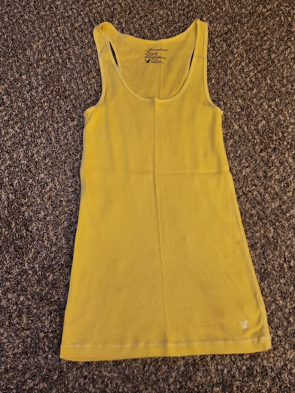 American Eagle Cotton Stretch Ribbed Tank Top Yellow Medium